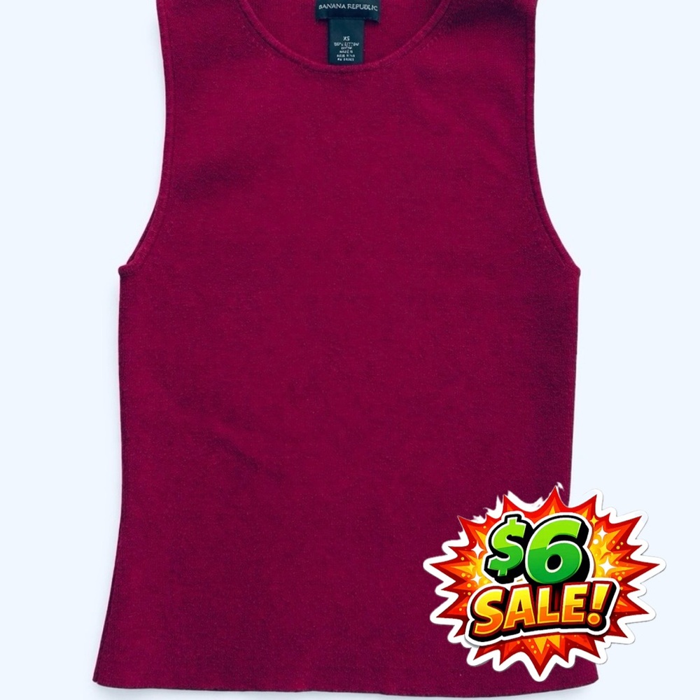 Vintage Banana Republic Burgundy Knit Tank XS 90s Minimalist Fitted Top